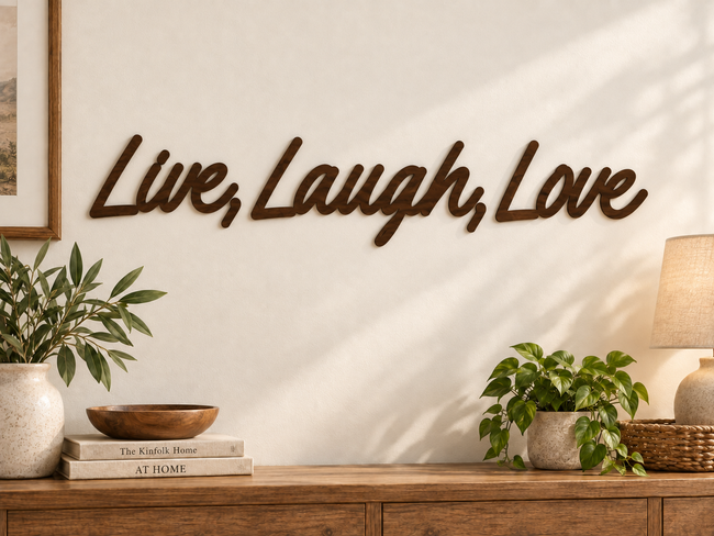 Live, Laugh, Love — separate words on one line