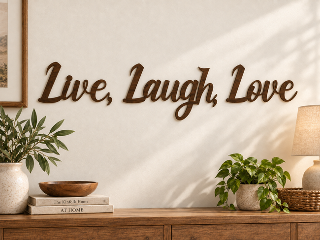 Live, Laugh, Love — separate words on one line