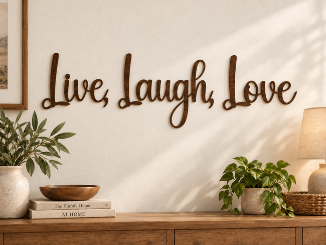 Live, Laugh, Love — separate words on one line