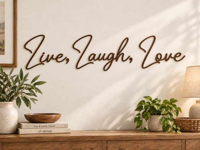 Live, Laugh, Love — separate words on one line