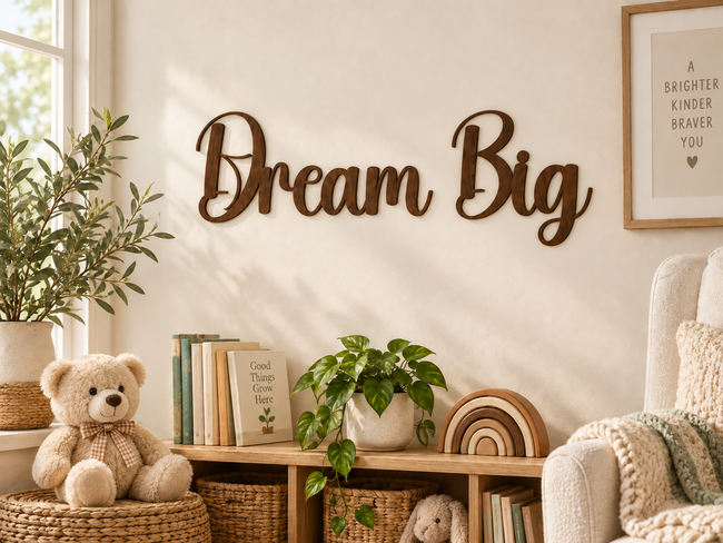 Dream Big — two separate words in Writing Monogram