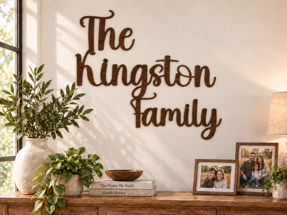 The Kingston Family — Writing Monogram, joined as one connected piece