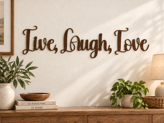 Live, Laugh, Love — separate words on one line