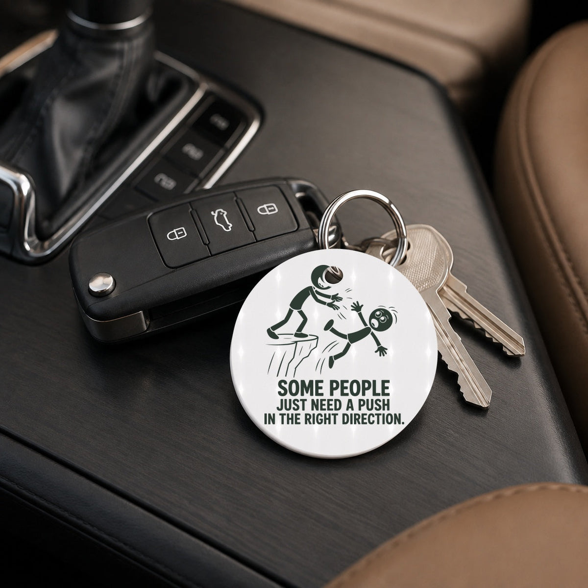A Push in the Right Direction - Keychain in white