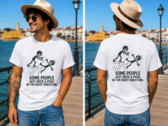 A Push in the Right Direction - Men's T-Shirt in white, showing alternative front or back print placement