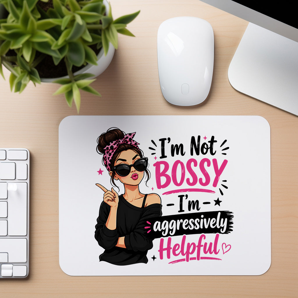 Aggressively Helpful - Mouse Pad in white