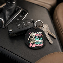 Am I Okay - Colourful Skeleton - Keychain in black
