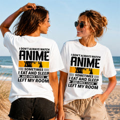 Anime Sometimes Quote - Black - Women's T-Shirt in white, showing front and back print placement choices