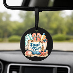 Beach Bum - Round Car Charm in black