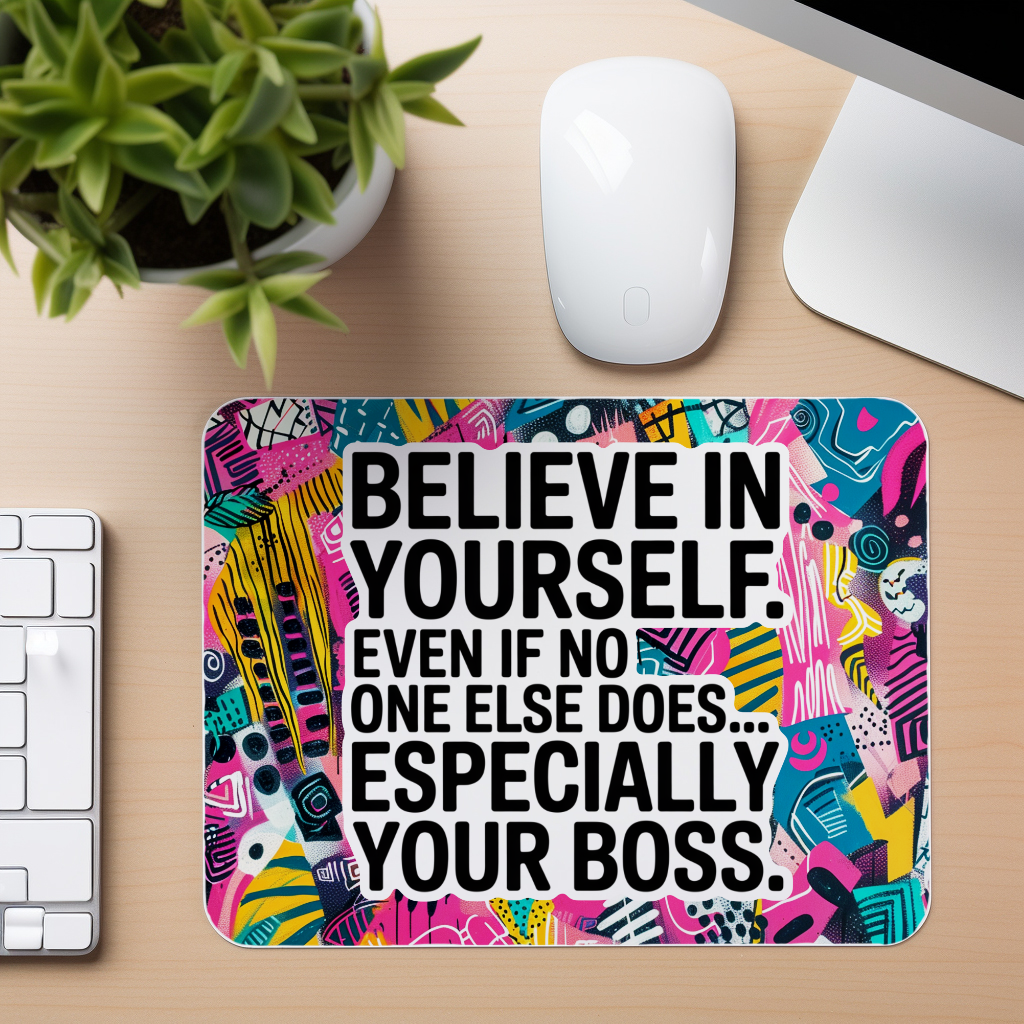 Believe In Yourself Quote - Pattern - Mouse Pad