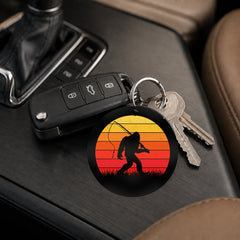 Bigfoot Sunset Cast - Keychain in black