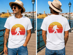Bigfoot Sunset Cast - Men's T-Shirt in white, showing alternative front or back print placement