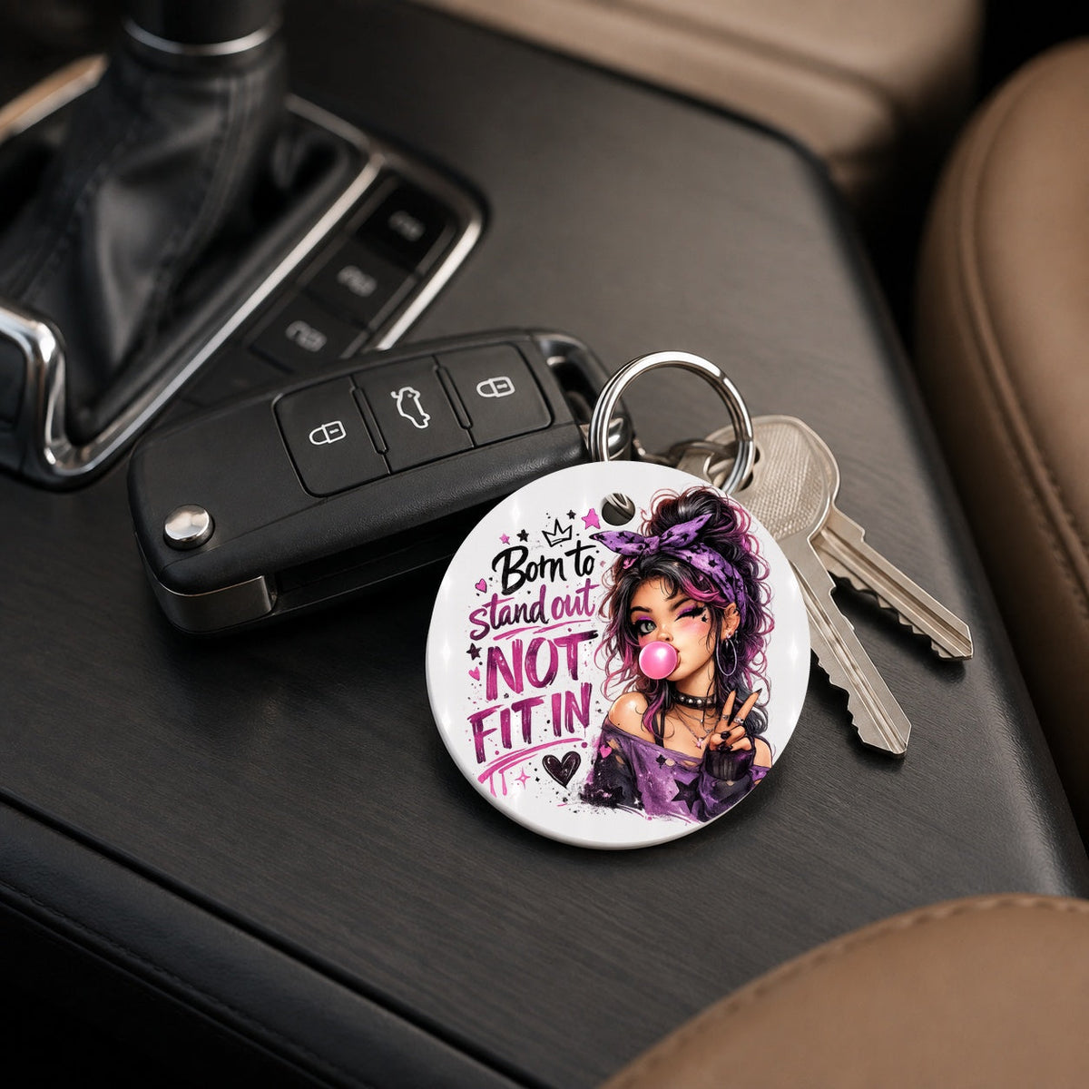 Born to Stand Out - Keychain in white