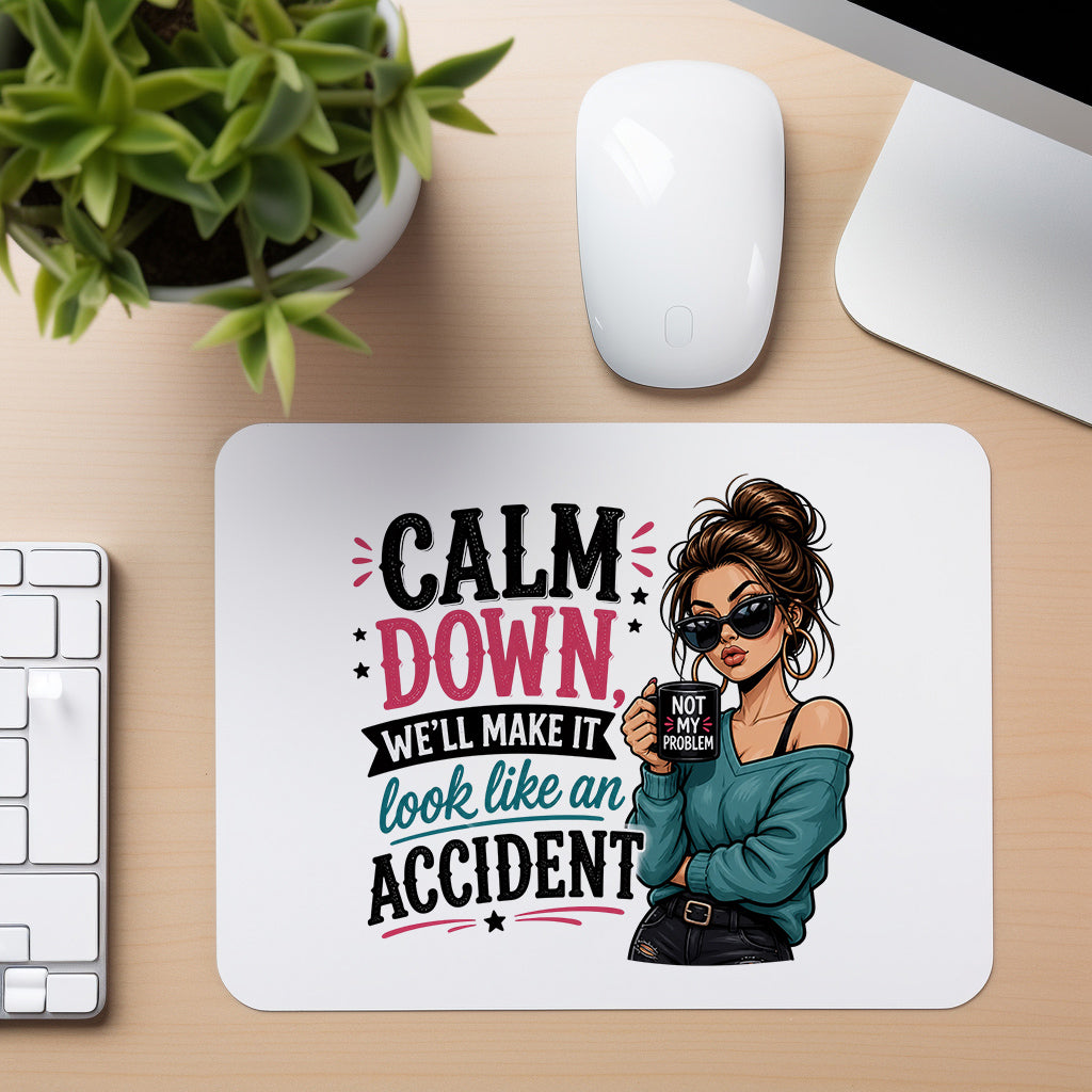 Calm Down - Coffee Accident - Mouse Pad in white