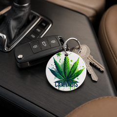 Cannabis Leaf Graffiti - Keychain in white