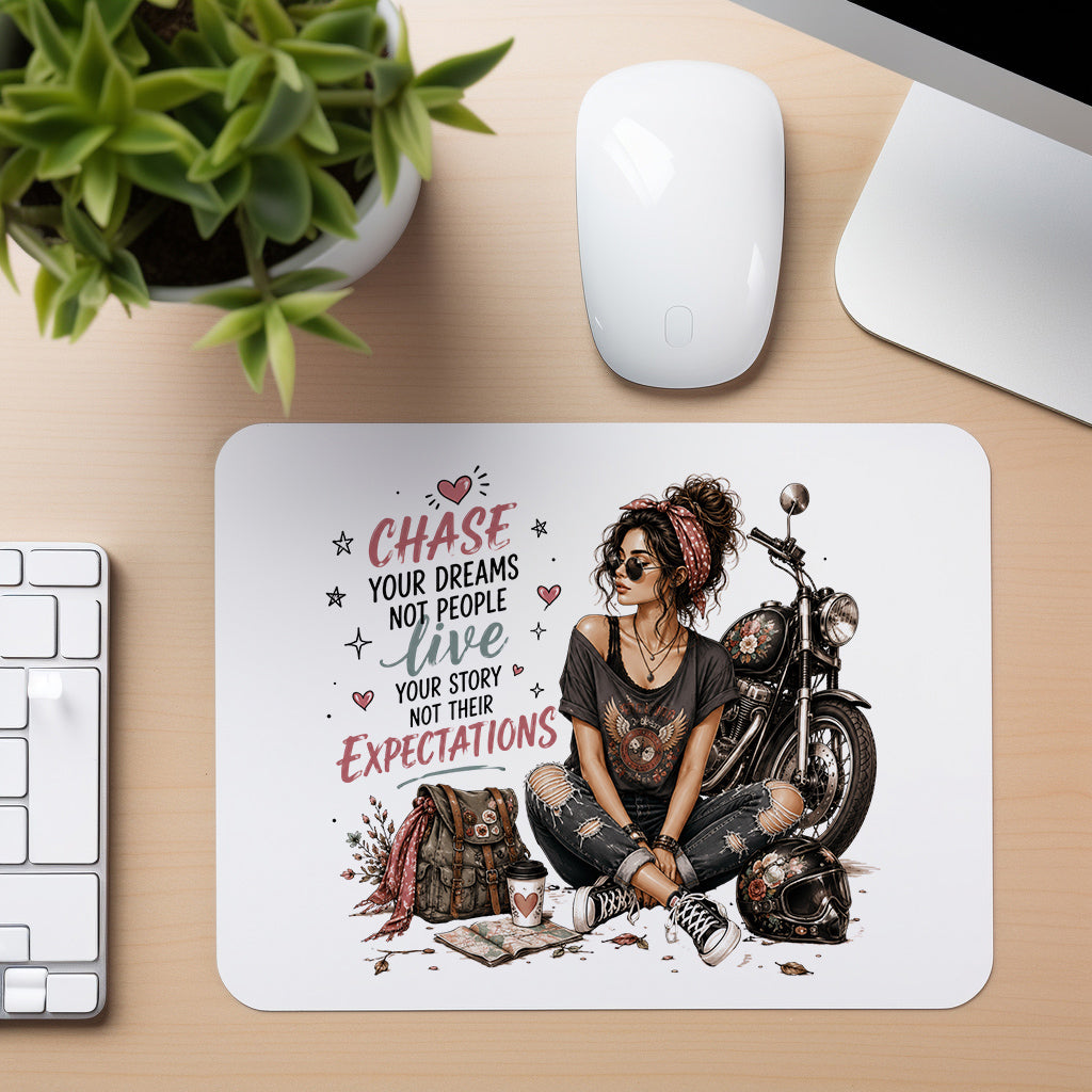 Chase Dreams - Motorcycle Soul - Mouse Pad in white