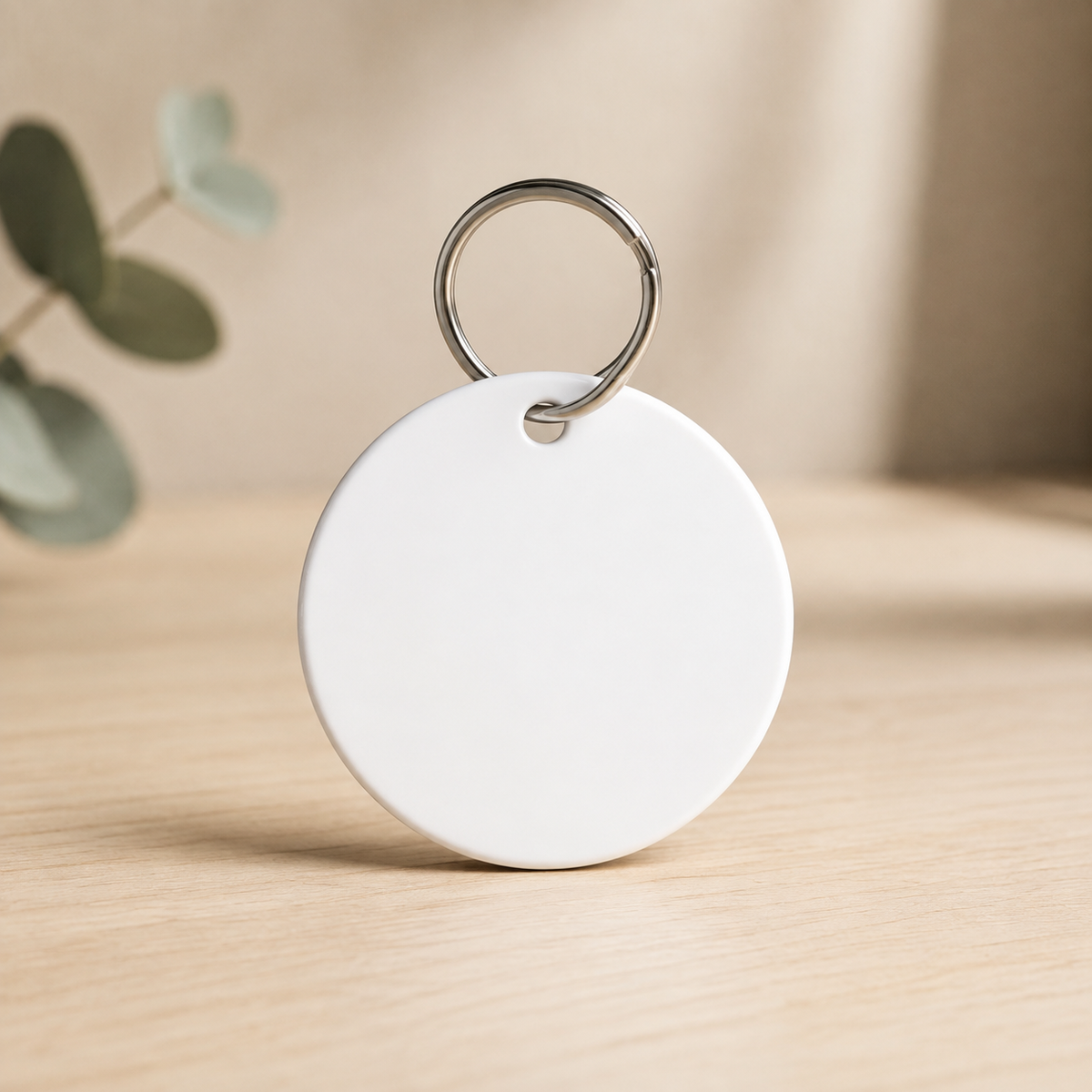 Custom Business Keychains – White Acrylic