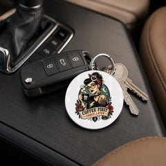 Coffee First Chaos Later - Keychain in white