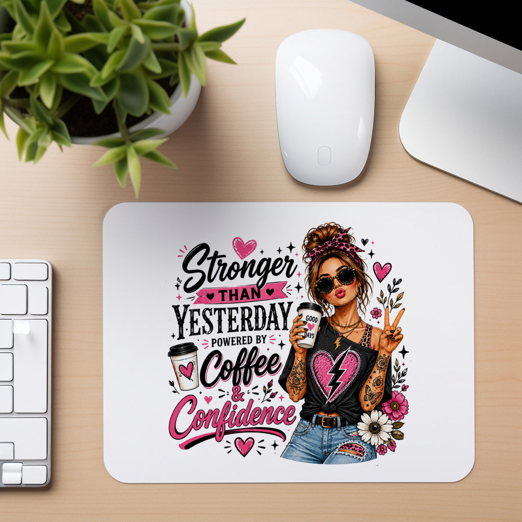 Coffee and Confidence - Mouse Pad in white