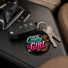 Country Girl Checkers - Keychain in black