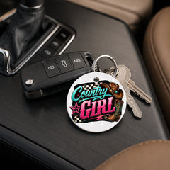 Country Girl Checkers - Keychain in white