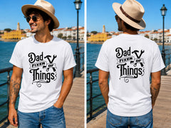 Dad Fixer of Things - Men's T-Shirt in white, showing alternative front or back print placement