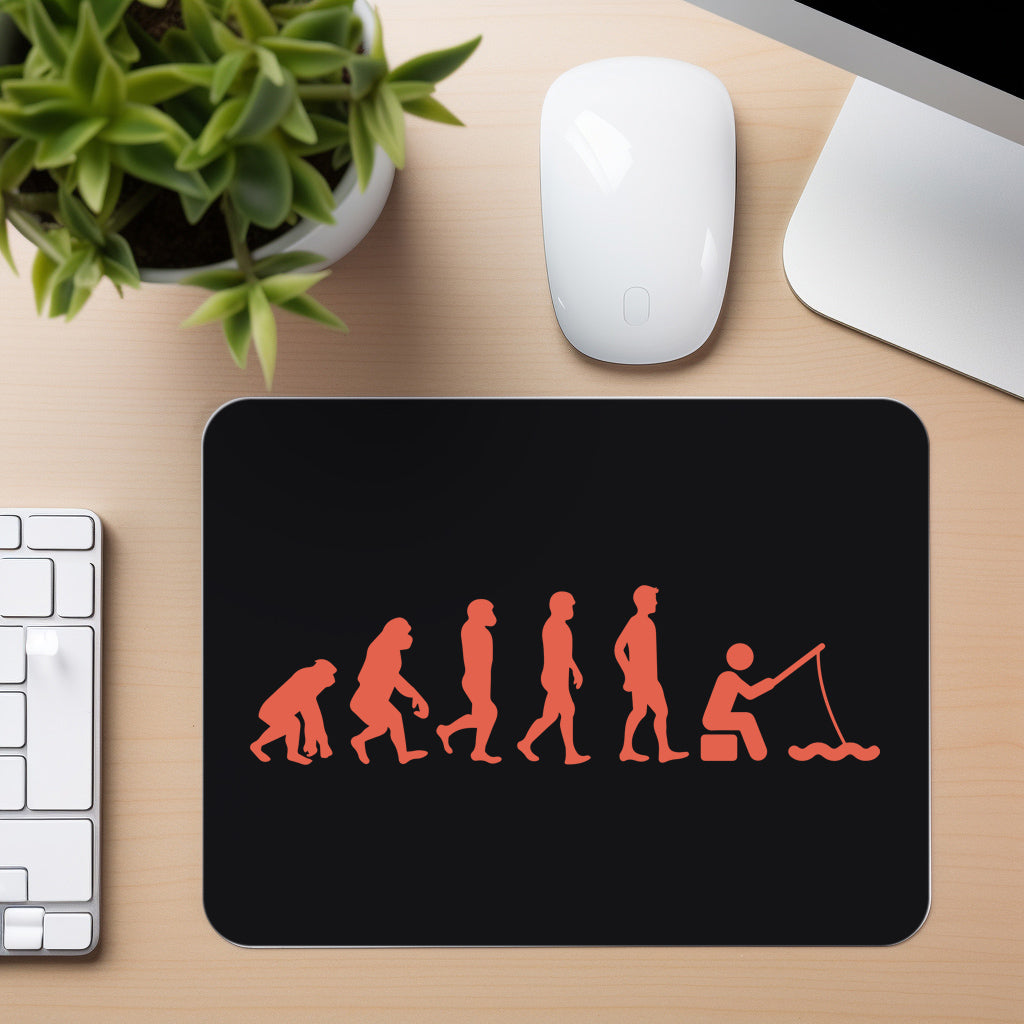 Evolution of Fishing - Coral - Mouse Pad in black