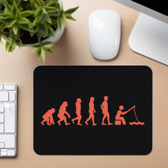 Evolution of Fishing - Coral - Mouse Pad in black