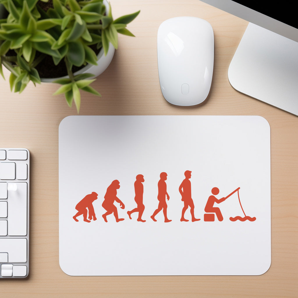Evolution of Fishing - Coral - Mouse Pad in white