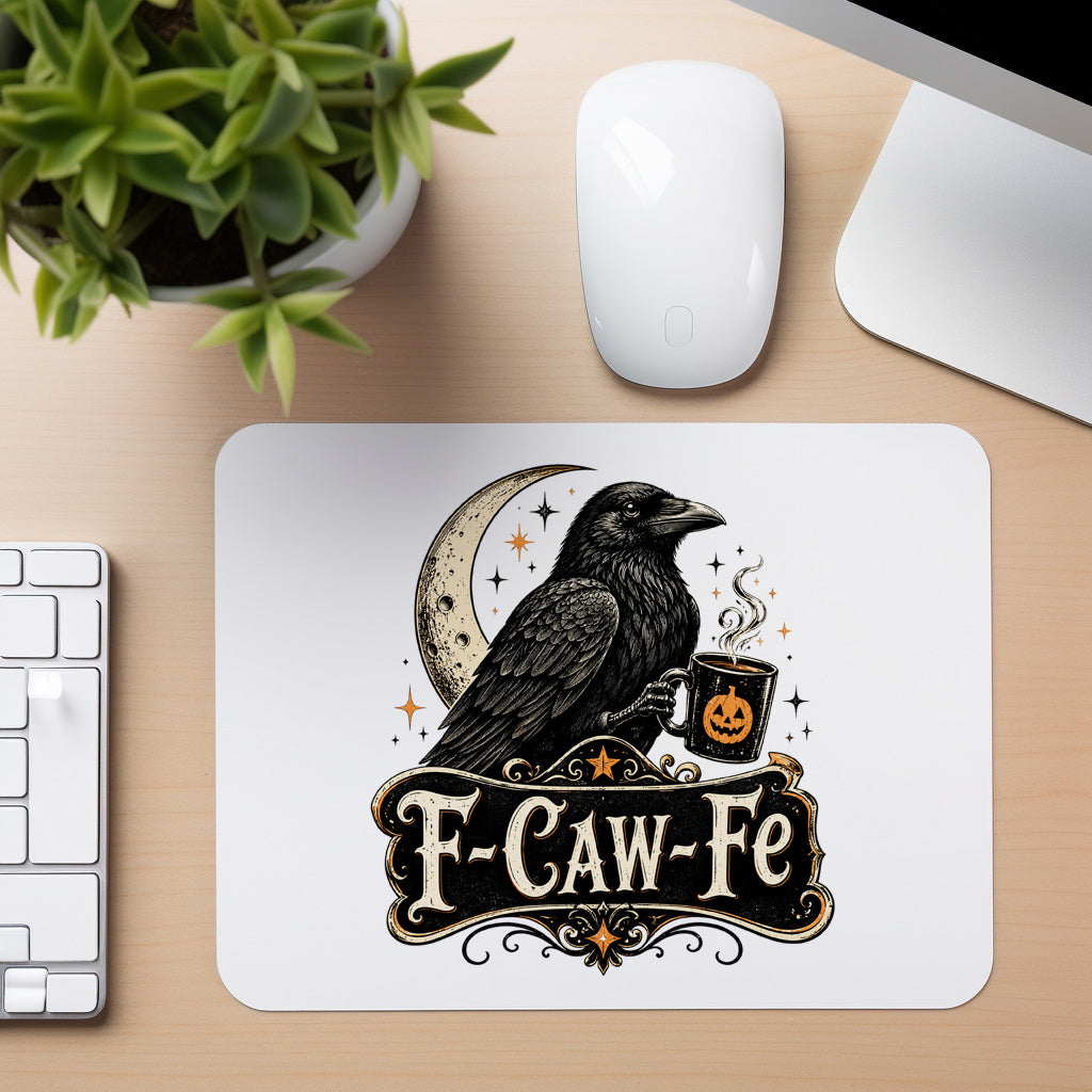 F-Caw-Fe Raven - Mouse Pad in white