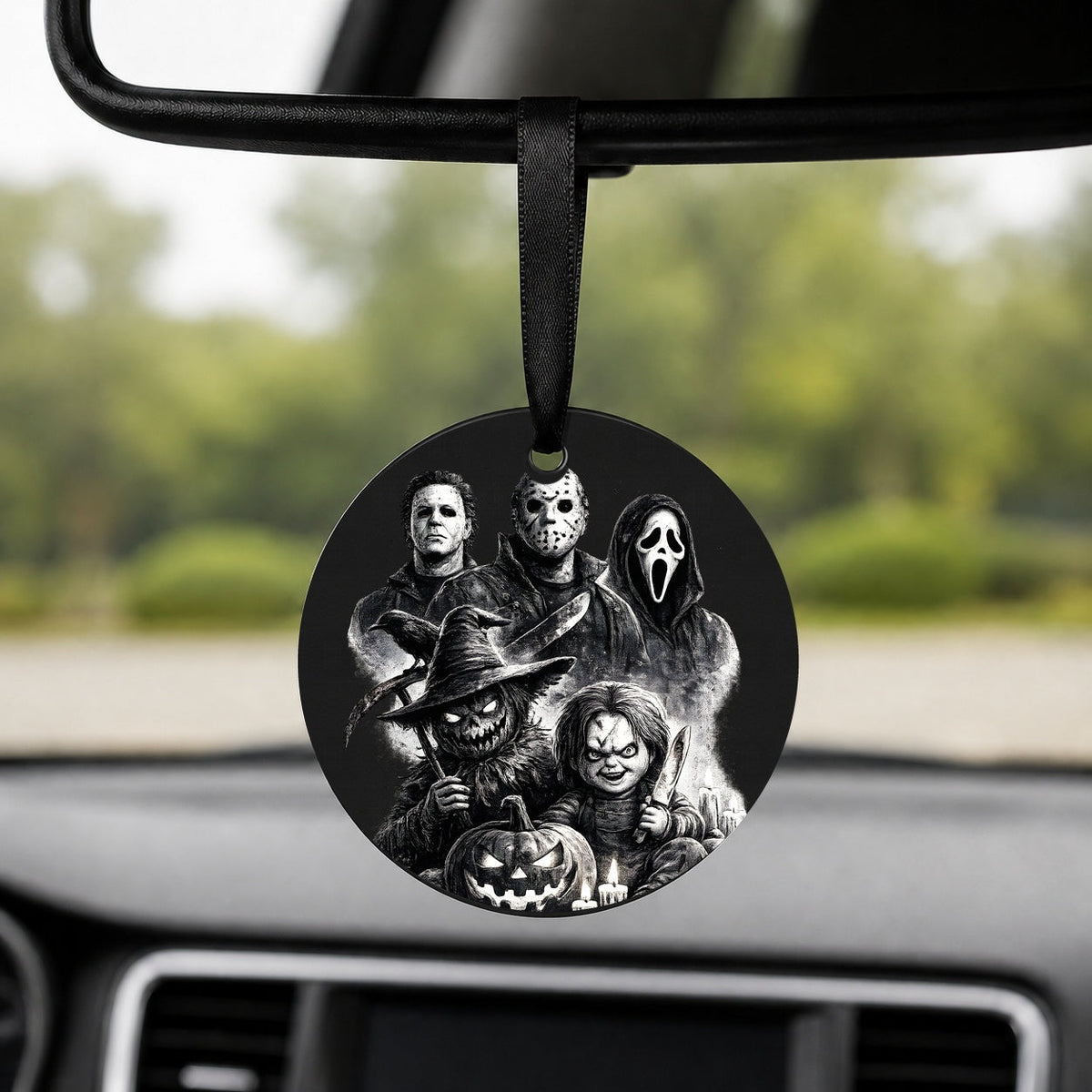 Favourite Halloween Friends - Round Car Charm in black