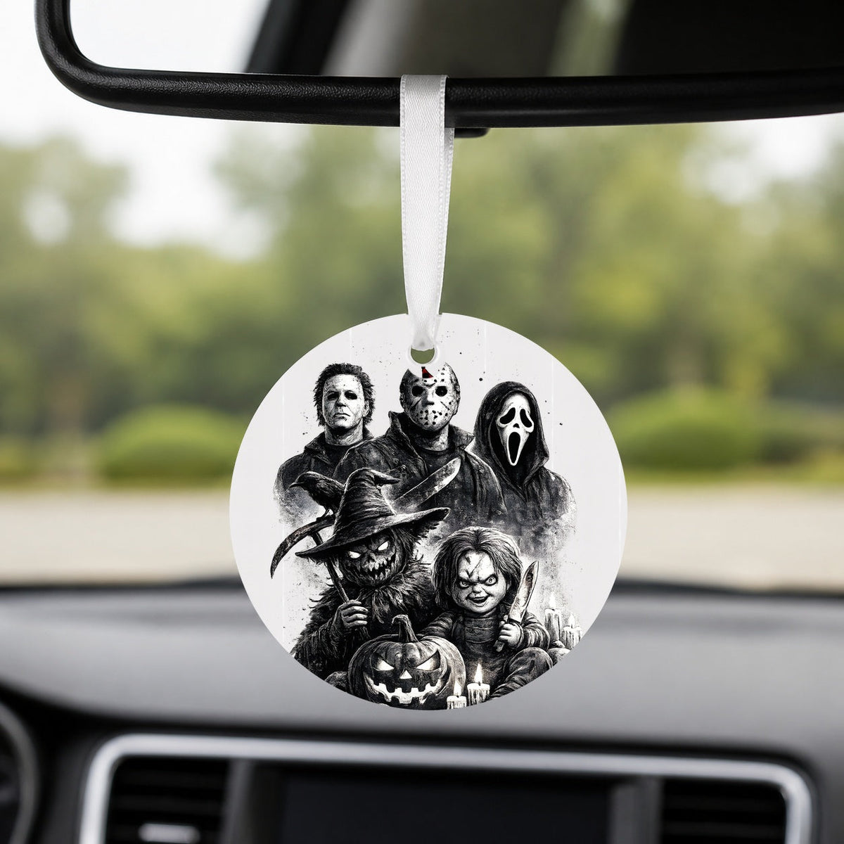 Favourite Halloween Friends - Round Car Charm in white