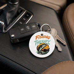 Fishing Therapy - Sunset Cast - Keychain in white