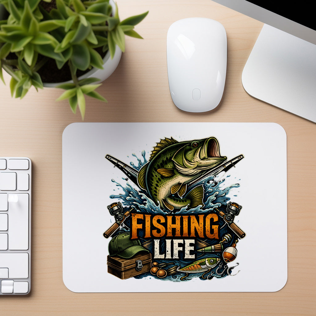 Fishing Life - Mouse Pad in white