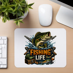 Fishing Life - Mouse Pad in white