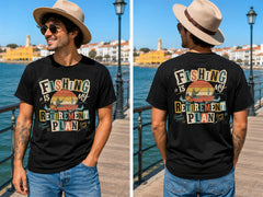 Fishing Retirement Plan - Men's T-Shirt in black, showing alternative front or back print placement