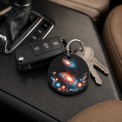 Floral Galaxy Woman Silhouette - Bright Florals - Keychain in black