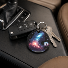 Floral Galaxy Woman Silhouette - Daffodils - Keychain in black