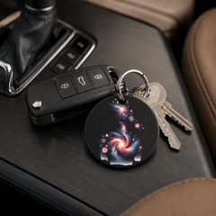 Floral Galaxy Woman Silhouette - Poppies - Keychain in black