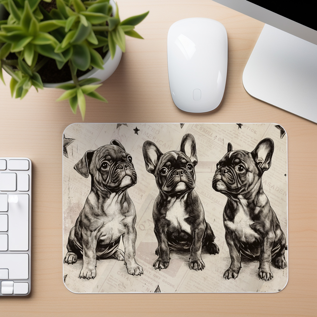 French Bulldogs Sketch - Mouse Pad