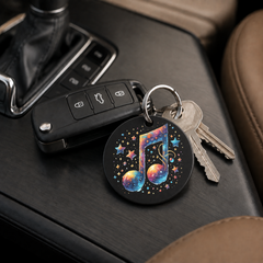 Galaxy Music Note Sphere - Keychain in black