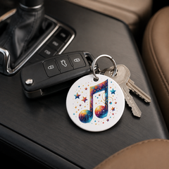 Galaxy Music Note Sphere - Keychain in white