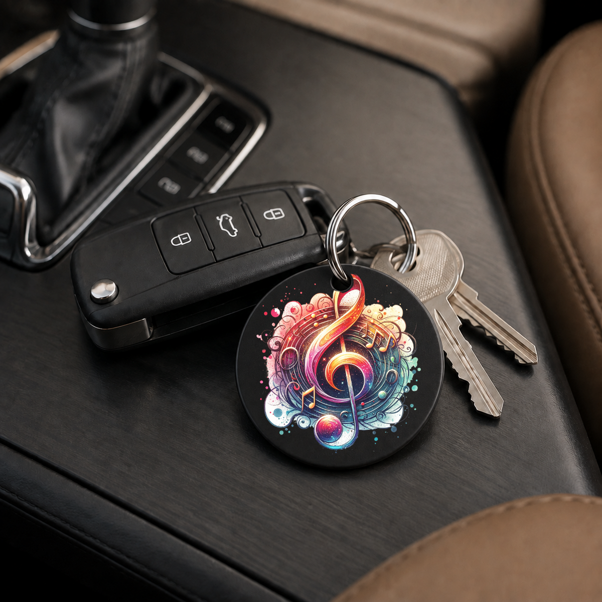 Galaxy Treble Clef - Splash - Keychain in black