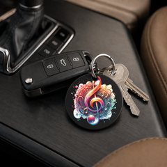 Galaxy Treble Clef - Splash - Keychain in black