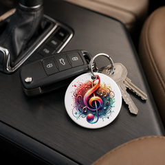 Galaxy Treble Clef - Splash - Keychain in white