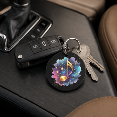 Gold Music Note Splash - Keychain in black