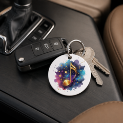Gold Music Note Splash - Keychain in white