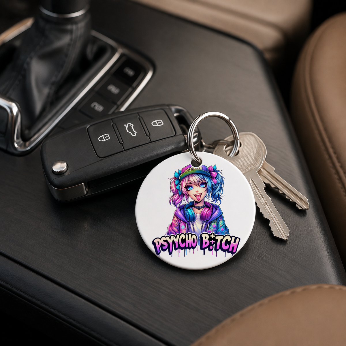 Graffiti Anime Girl - Famous Stars - Keychain in white