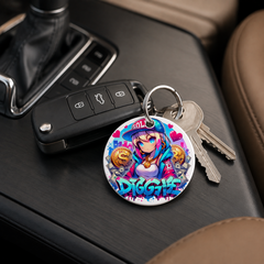 Graffiti Anime Girl - Rich Girl - Keychain in white