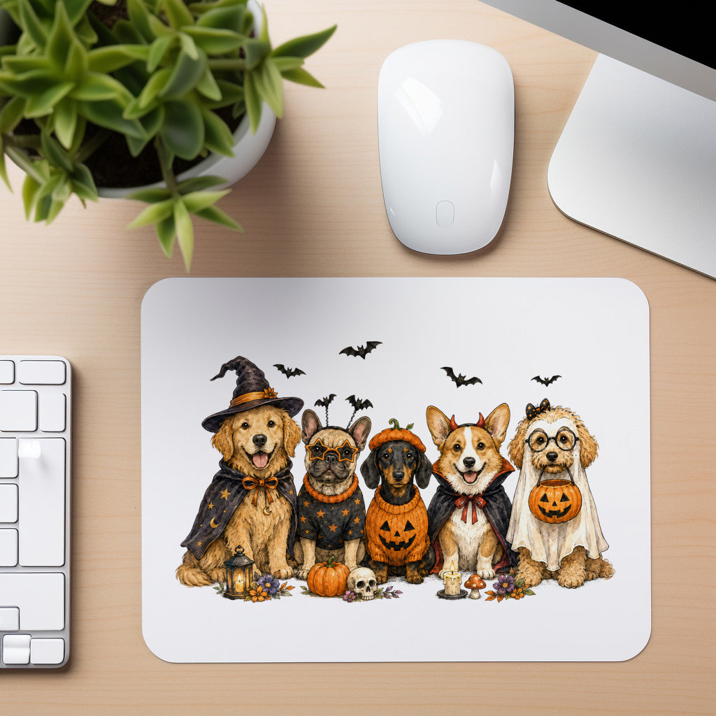 Halloween Dog Squad - Mouse Pad in white